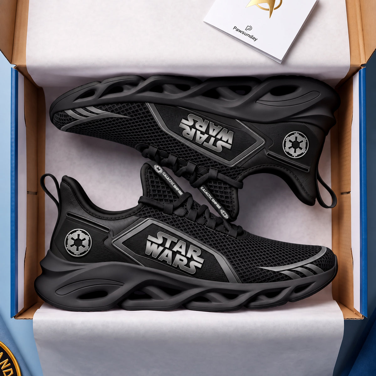 Dark Galactic Empire Chunky Sneakers – Black Sci-Fi Command Shoes