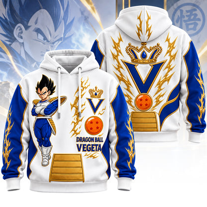 Anime Warrior Hoodie & Sweatpants Set – Blue White Lightning Graphic Tracksuit
