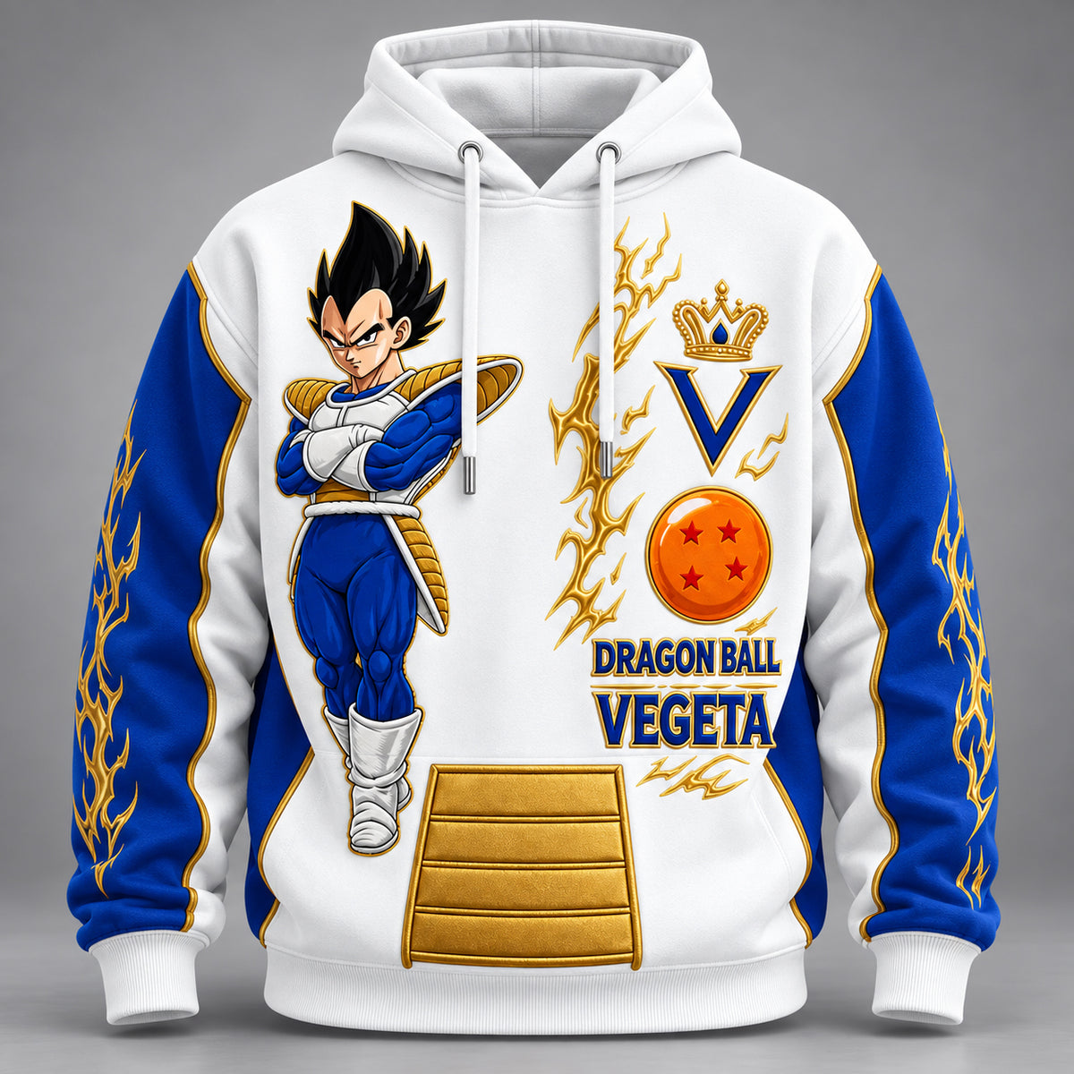 Anime Warrior Hoodie & Sweatpants Set – Blue White Lightning Graphic Tracksuit