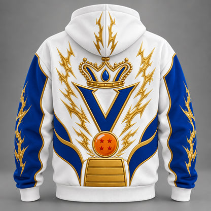 Anime Warrior Hoodie & Sweatpants Set – Blue White Lightning Graphic Tracksuit