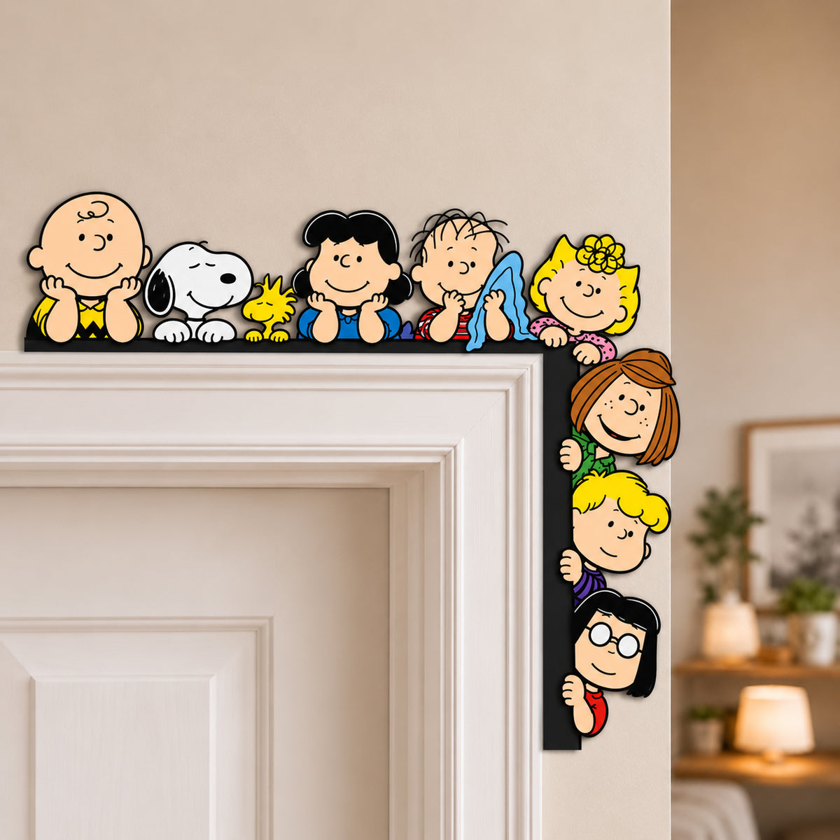 Happy Friends Door Corner Decor – Cute Cartoon Character Home Decoration
