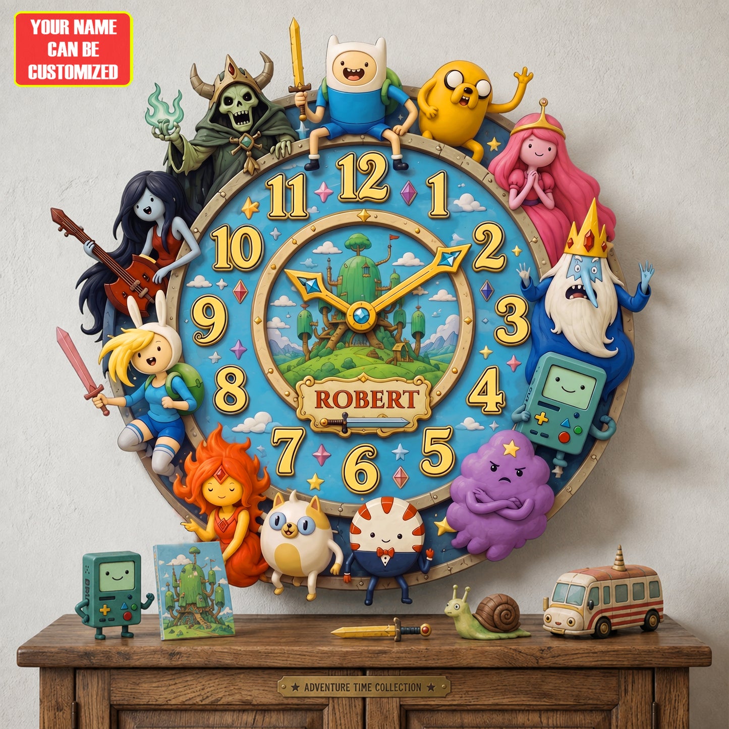Personalized Magical Fantasy Cartoon Wall Clock for Kids