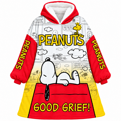 Cozy Comic Friends Hoodie Blanket – Cute Cartoon Puppy Wearable Blanket