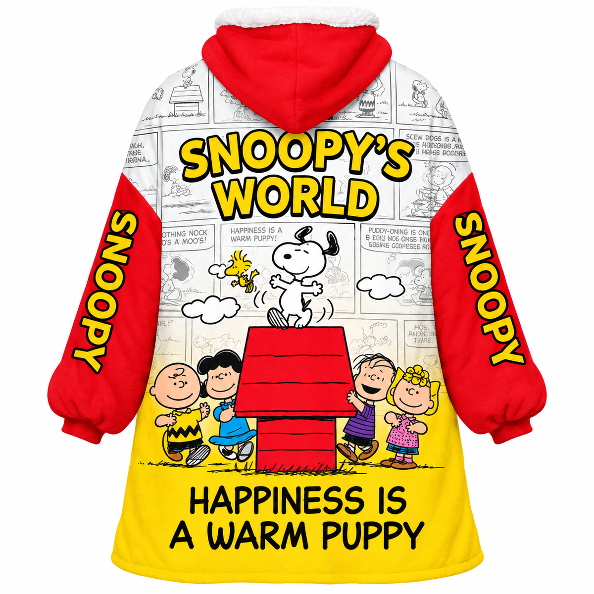 Cozy Comic Friends Hoodie Blanket – Cute Cartoon Puppy Wearable Blanket