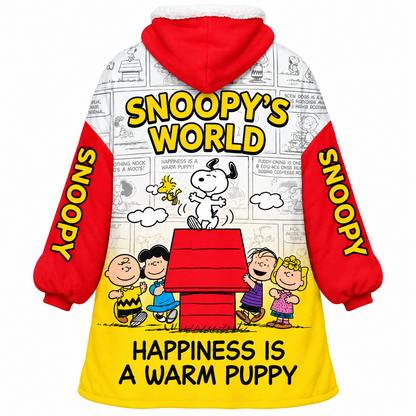Cozy Comic Friends Hoodie Blanket – Cute Cartoon Puppy Wearable Blanket