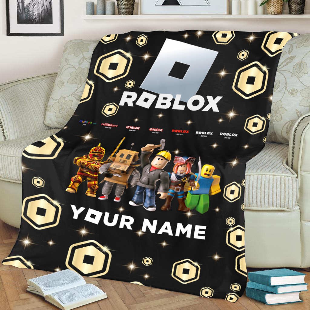 Custom Gamer Blanket for Kids – Personalized Name with 3D Game Characters Print