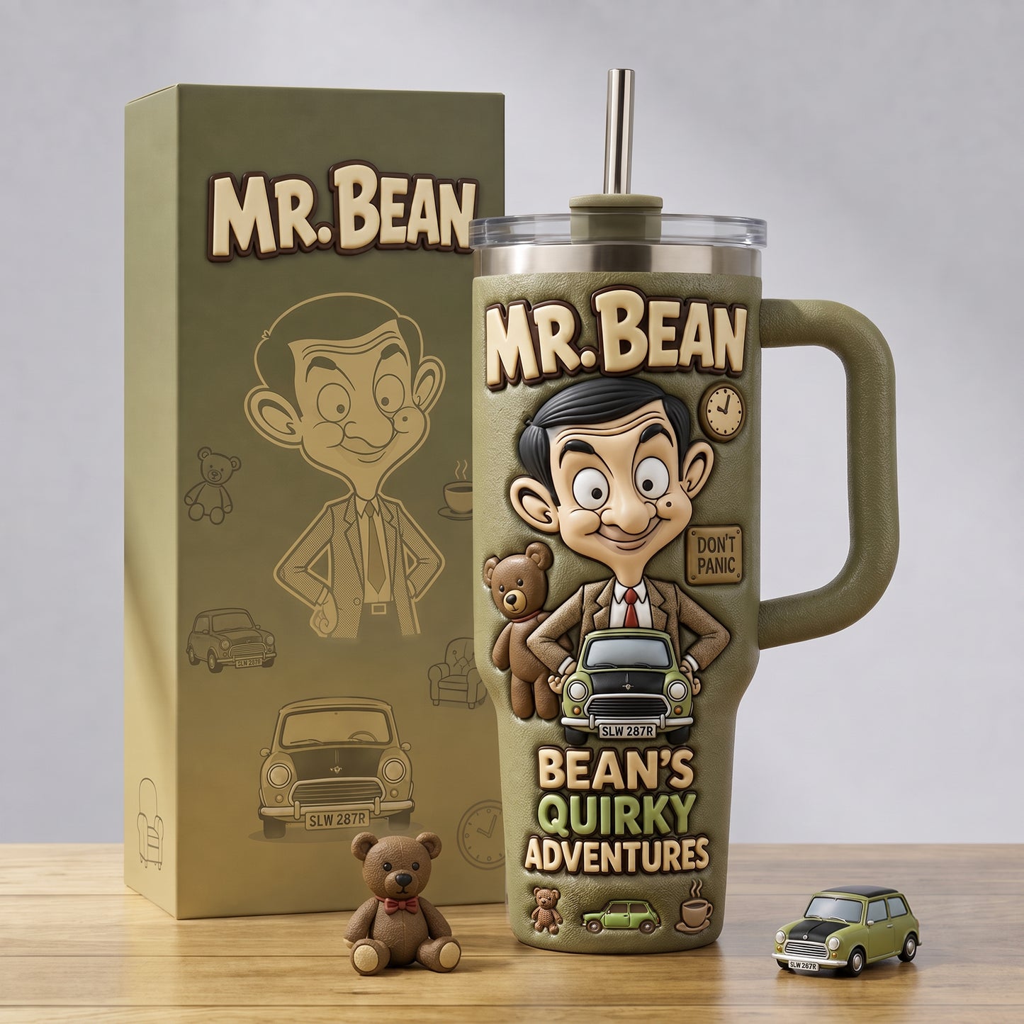 Quirky British Comedy Tumbler – Teddy Bear & Mini Car Collector Cup