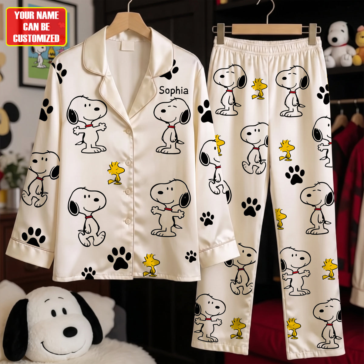 Cozy Cartoon Dog Friends – Personalized Pajama Set