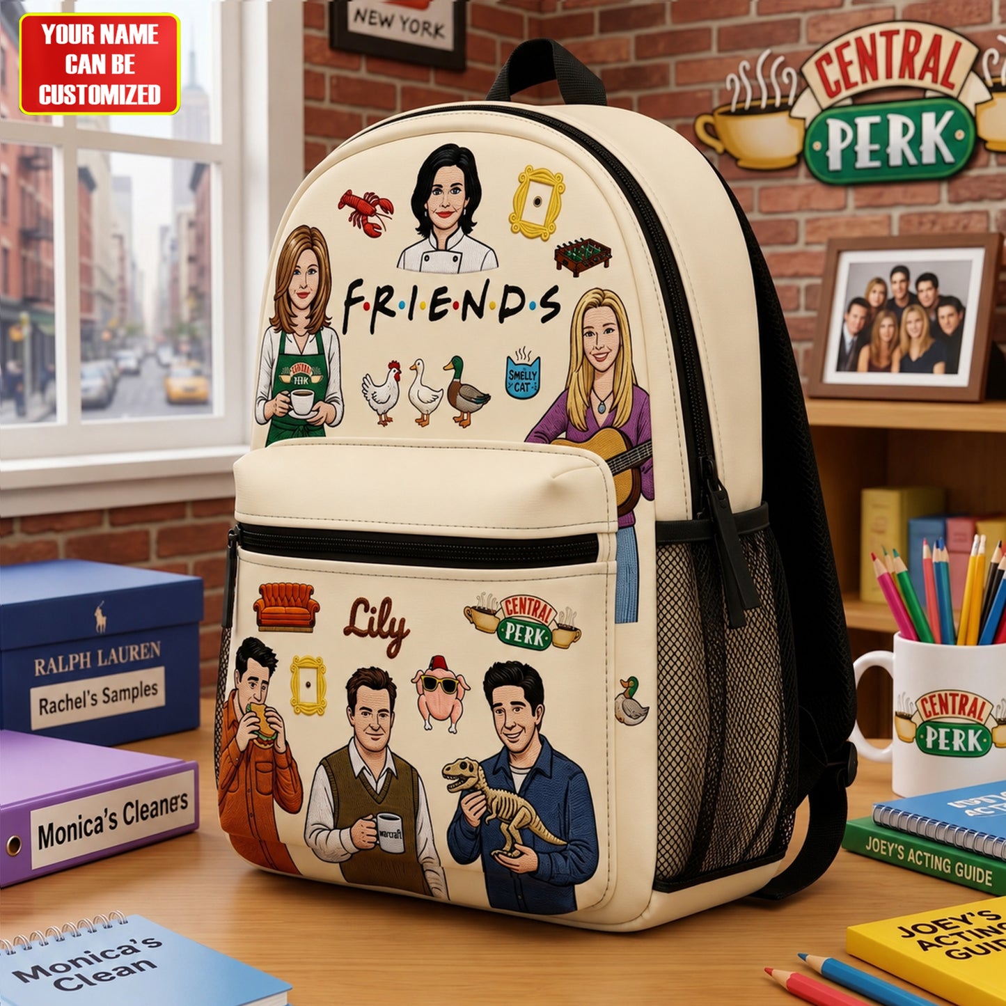 Personalized Friends Backpack with Custom Name – Gift for Sitcom Fans