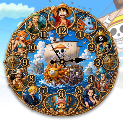 Personalized Pirate Crew Wall Clock – Anime Adventure Gift for Fans