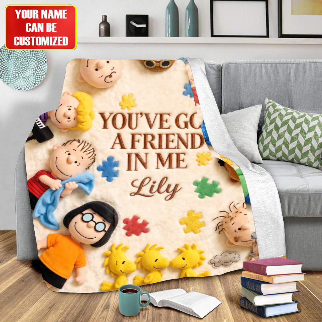 Classic Comic Friends - Personalized Autism Awareness Blanket