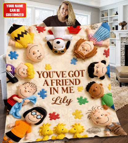 Classic Comic Friends - Personalized Autism Awareness Blanket