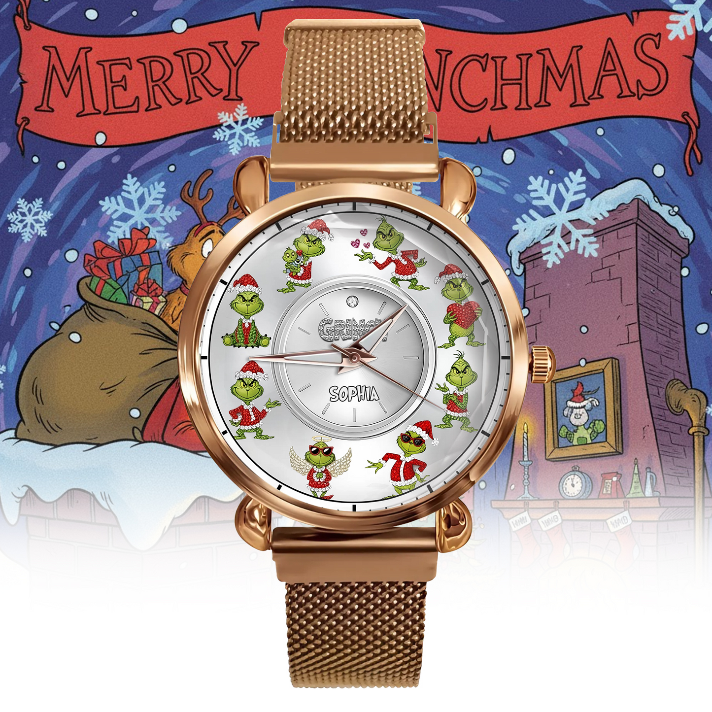 Funny Green Monster - Personalized Green Monster Women Hand Watch, Christmas Gift for Fans