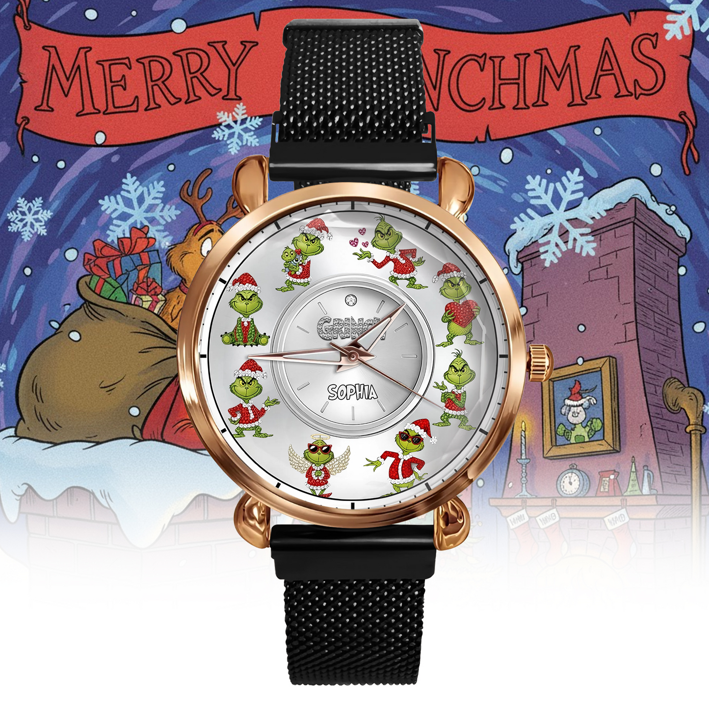 Funny Green Monster - Personalized Green Monster Women Hand Watch, Christmas Gift for Fans