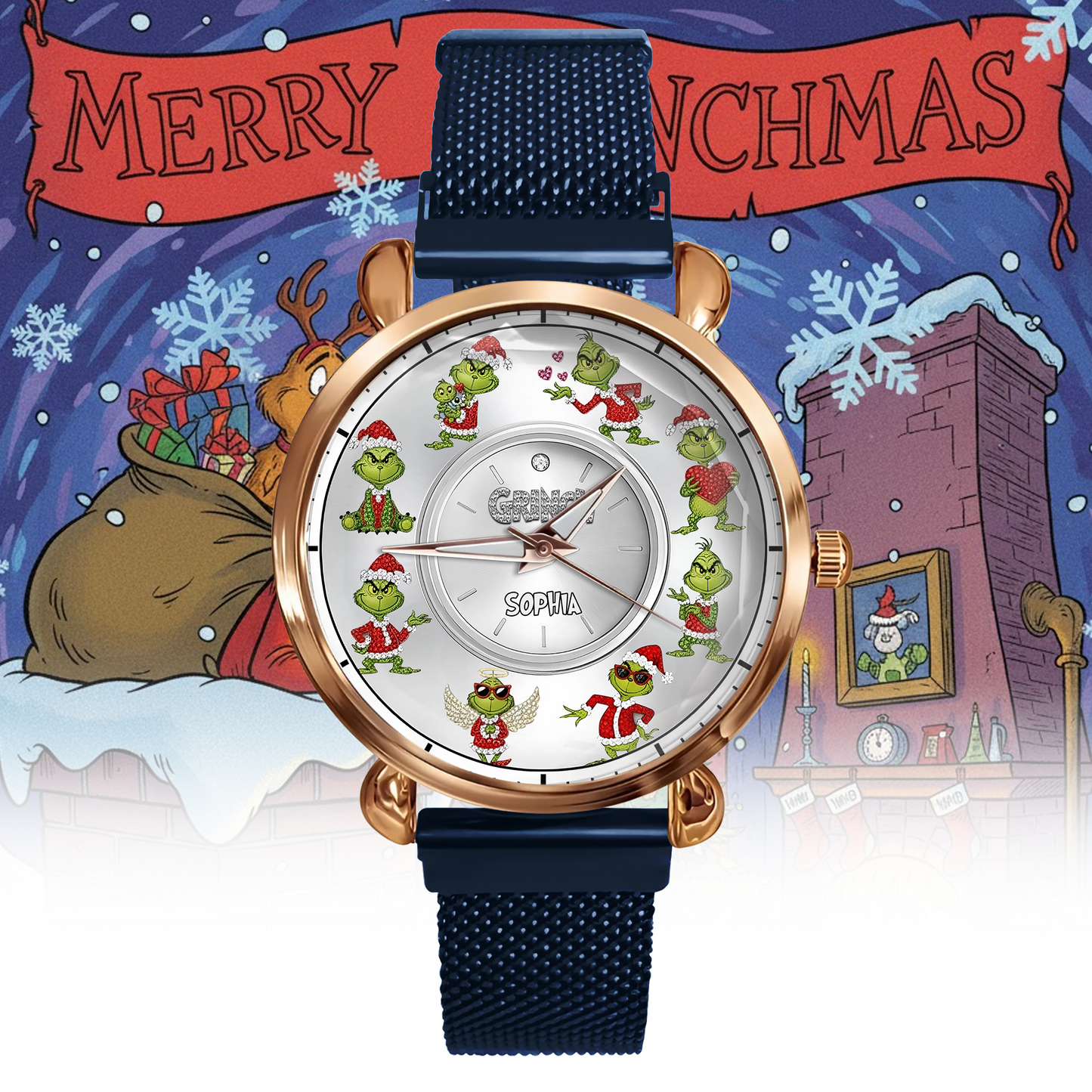 Funny Green Monster - Personalized Green Monster Women Hand Watch, Christmas Gift for Fans