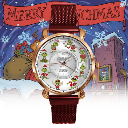 Funny Green Monster - Personalized Green Monster Women Hand Watch, Christmas Gift for Fans