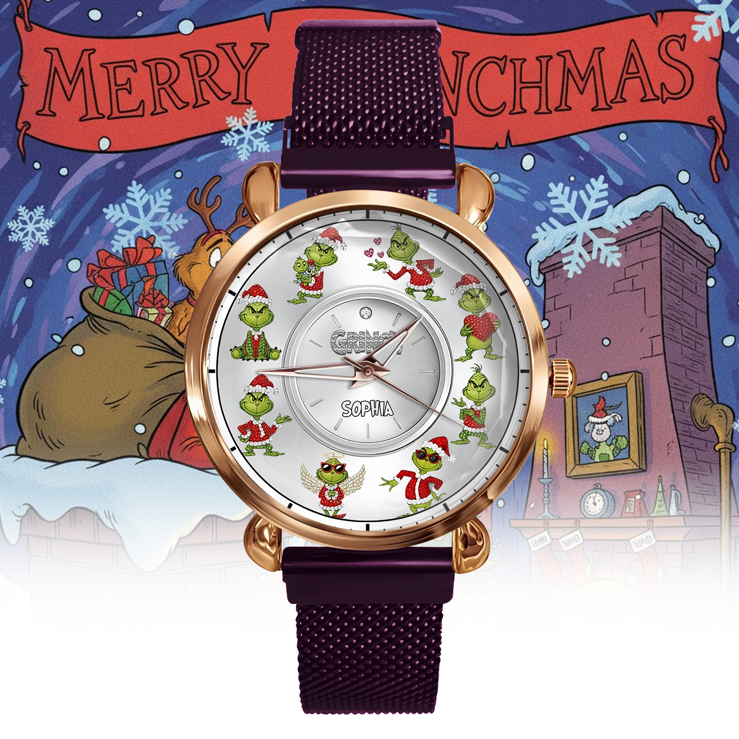Funny Green Monster - Personalized Green Monster Women Hand Watch, Christmas Gift for Fans