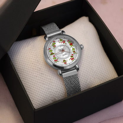 Funny Green Monster - Personalized Green Monster Women Hand Watch, Christmas Gift for Fans