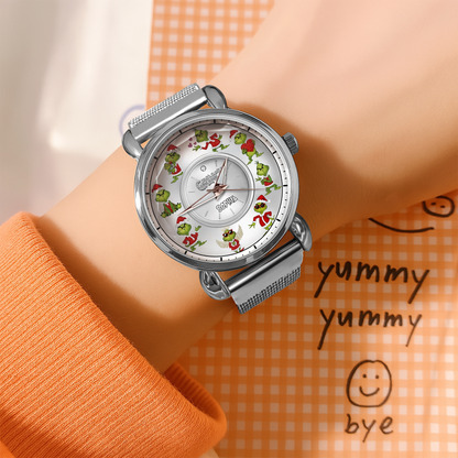 Funny Green Monster - Personalized Green Monster Women Hand Watch, Christmas Gift for Fans