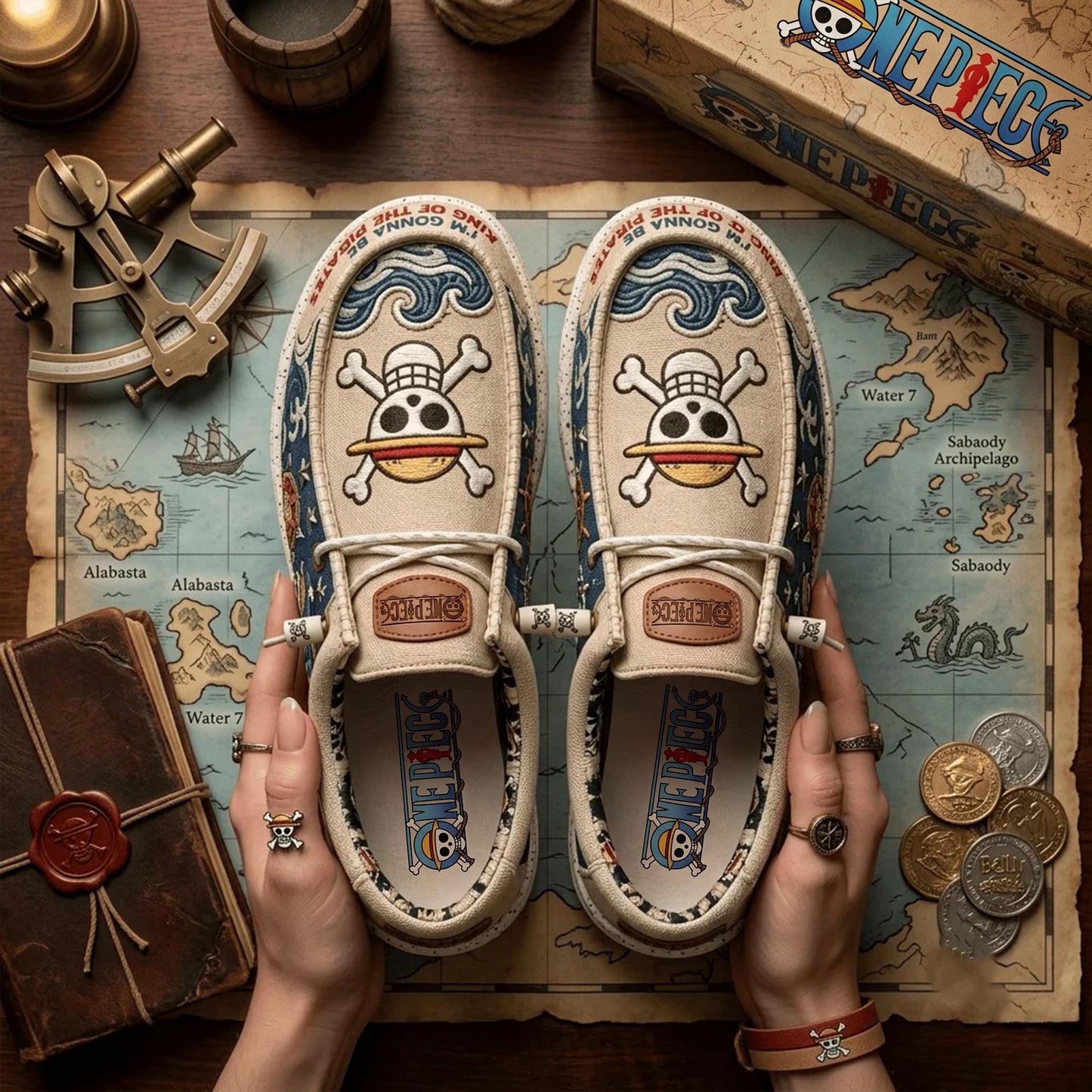 Grand Sea Pirate Adventure Dude Shoes - Vintage Treasure Map Design