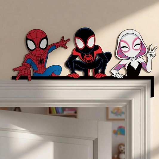 Web Hero Trio Door Corner Decor – Cartoon Superhero Room Decoration