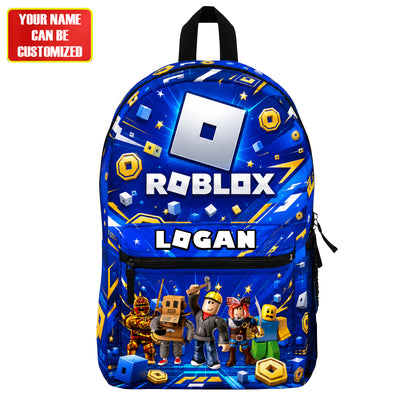 Personalized Gamer Backpack with Custom Name – Adventure School Bag for Kids