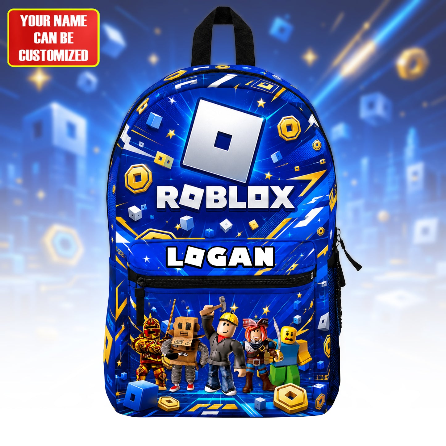 Personalized Gamer Backpack with Custom Name – Adventure School Bag for Kids