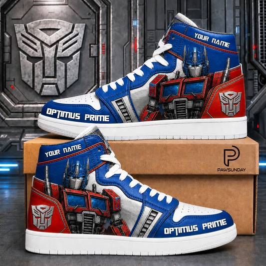 Cyber Guardian AJ1 High Custom Sneaker - Custom Name Gift for Robot Fans