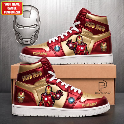 Iron Hero AJ1 High Custom Sneaker - Custom Name Gift for Robot Fans