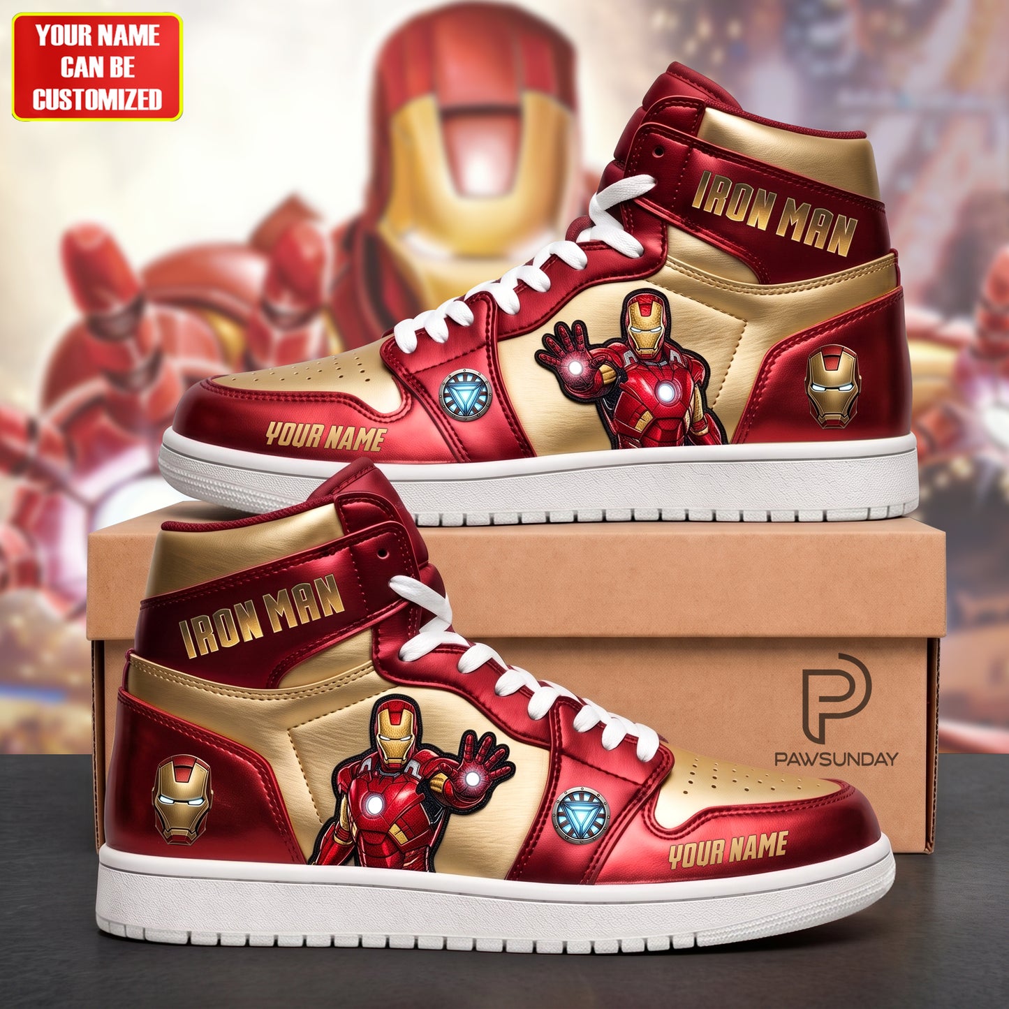 Iron Hero AJ1 High Custom Sneaker - Custom Name Gift for Robot Fans
