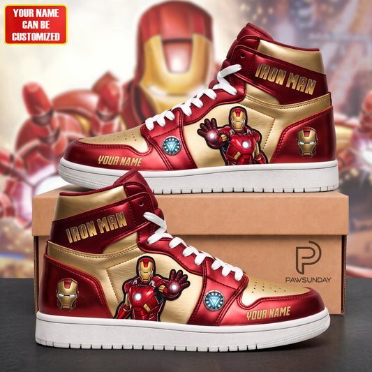 Iron Hero AJ1 High Custom Sneaker - Custom Name Gift for Robot Fans