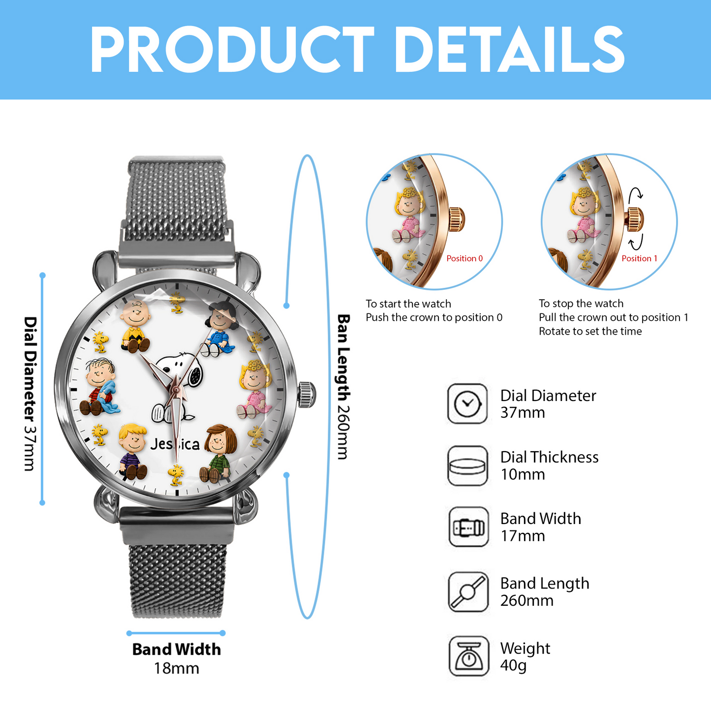 Classic Comic Friends - Personalized Puppy Women Hand Watch