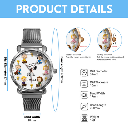 Classic Comic Friends - Personalized Puppy Women Hand Watch