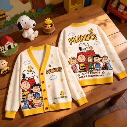 Happy Cartoon Friends Cardigan – Cozy Vintage Character Sweater