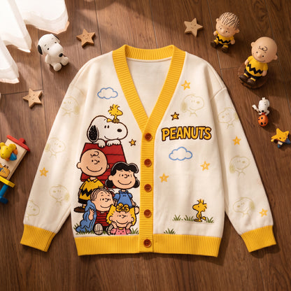 Happy Cartoon Friends Cardigan – Cozy Vintage Character Sweater