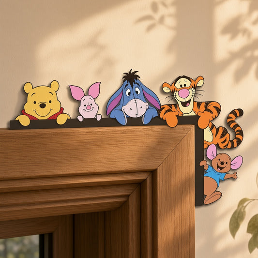 Honey Bear Friends Door Corner Decor – Cute Woodland Character Home Decoration