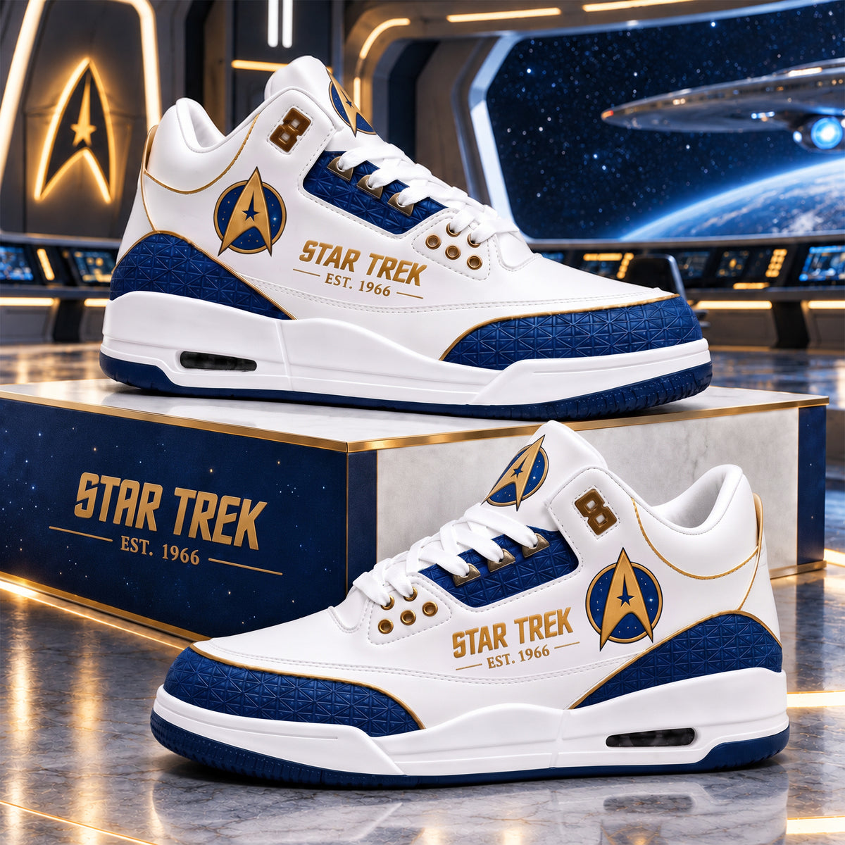 Galactic Explorer High-Top Sneakers – Retro Sci-Fi Space Adventure Shoes