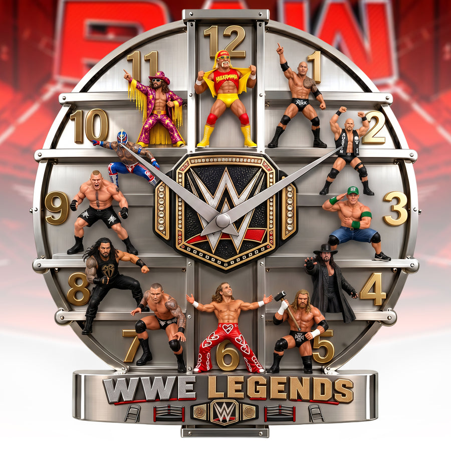 Wrestling Legends Wall Clock – Iconic Championship Heroes Collector Clock