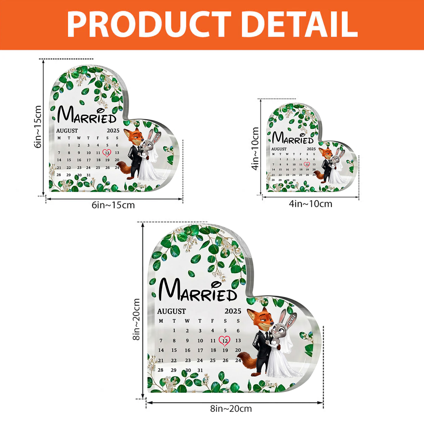 Married Fox & Bunny Couple - Personalized Fox & Bunny Custom Shaped Acrylic Plaque