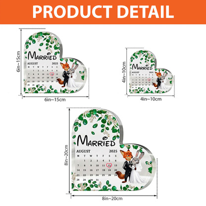 Married Fox & Bunny Couple - Personalized Fox & Bunny Custom Shaped Acrylic Plaque