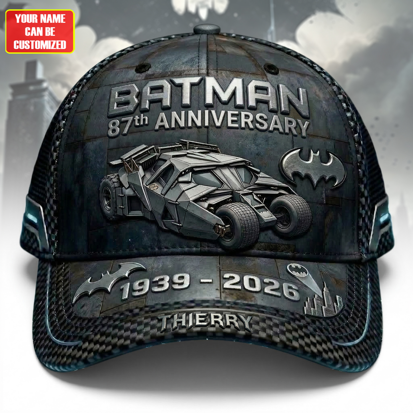 Dark Knight 87th Anniversary Cap 1939–2026 – Gotham Hero Bat Car Collector Hat
