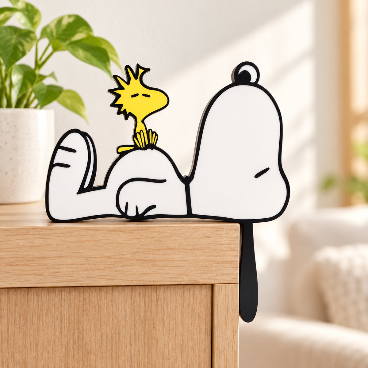 Sleepy Cartoon Puppy Door Corner Decor – Cute Dog & Bird Home Decoration