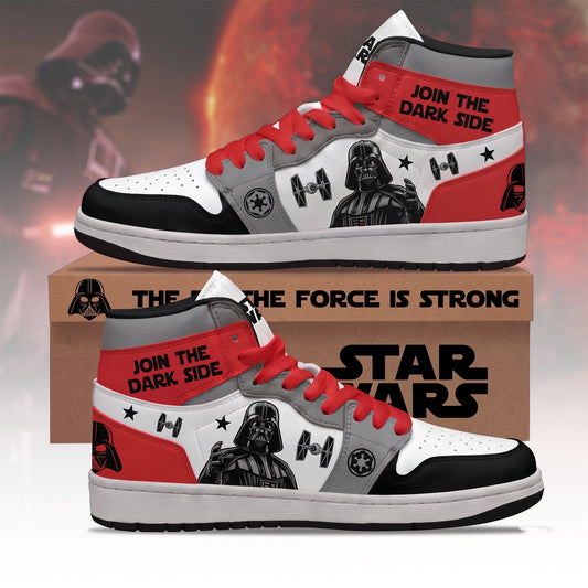 Dark Side AJ1 High Top Sneakers – Galactic Villain Sci-Fi Fan Shoes