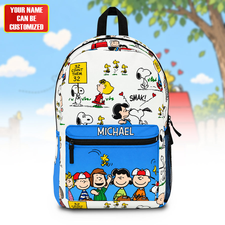 Cartoon Friends Backpack – Custom Name Cute School Bag