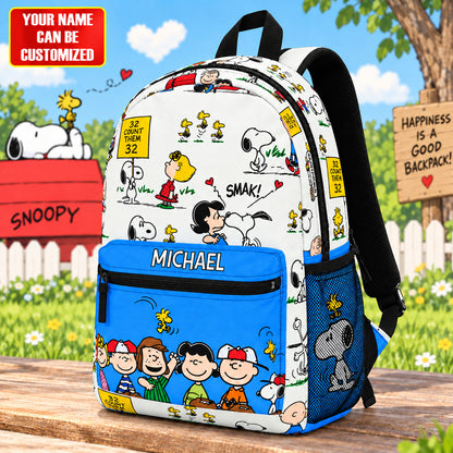 Cartoon Friends Backpack – Custom Name Cute School Bag