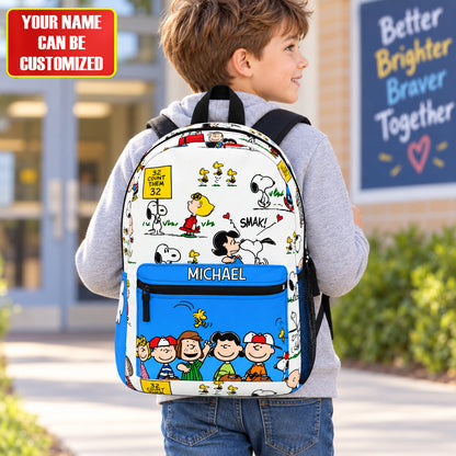 Cartoon Friends Backpack – Custom Name Cute School Bag