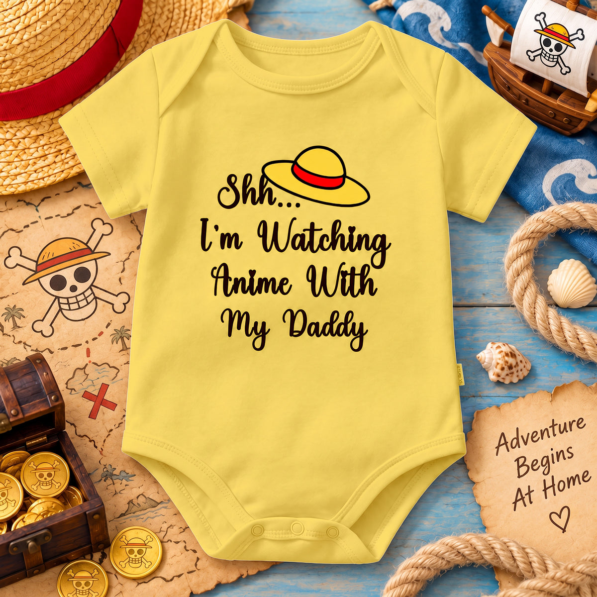 Anime With Daddy Baby Bodysuit – Cute Pirate Adventure Infant Outfit