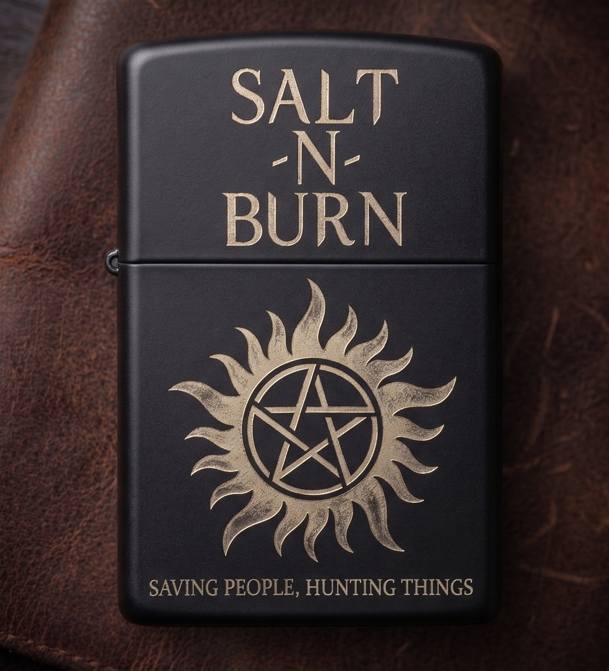 Paranormal Hunter Black Metal Lighter Case – Mystic Symbol Collector Gift