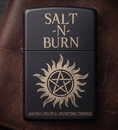Paranormal Hunter Black Metal Lighter Case – Mystic Symbol Collector Gift