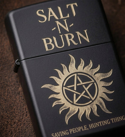 Paranormal Hunter Black Metal Lighter Case – Mystic Symbol Collector Gift
